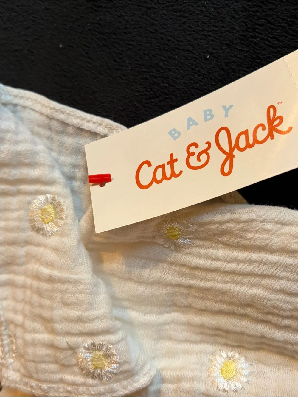 Cat & Jack Cream Romper with Yellow Daisy Embroidery